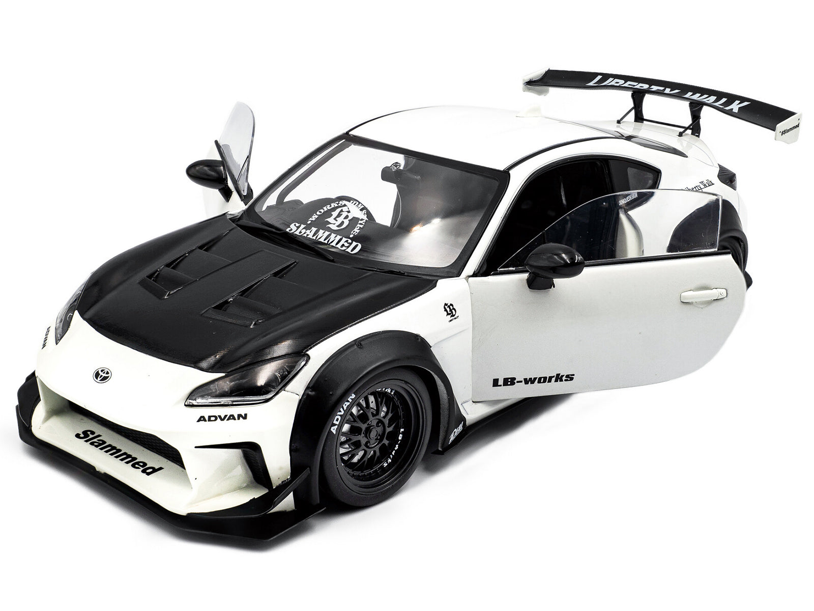 2024 Toyota GR86 LBWK Body Kit RHD (Right Hand Drive) Pearl White with Carbon Hood 1/18 Diecast Model Car by Solido - image 2