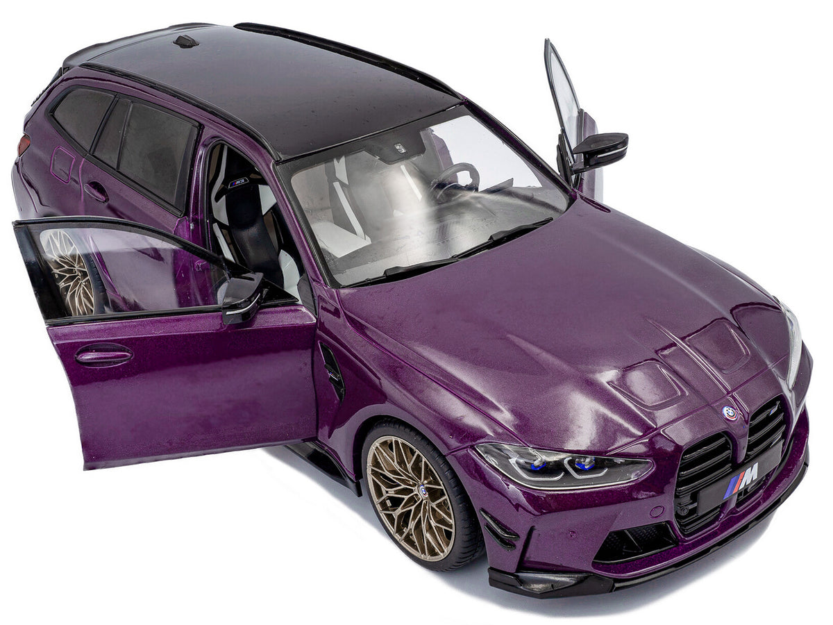 2024 BMW M3 Competition M xDrive Touring Twilight Purple Pearl Metallic with Black Top 1/18 Diecast Model Car by Solido - image 2