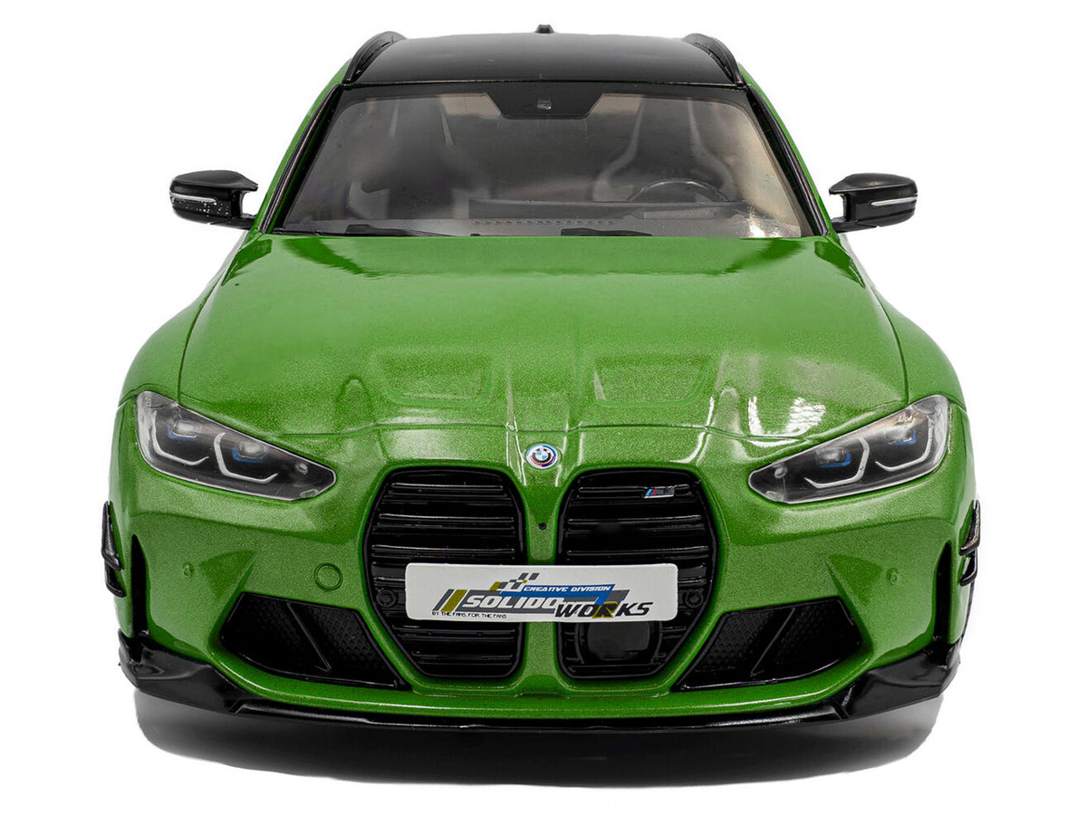 2024 BMW M3 Competition M xDrive Touring Green Metallic with Black Top 1/18 Diecast Model Car by Solido - image 5