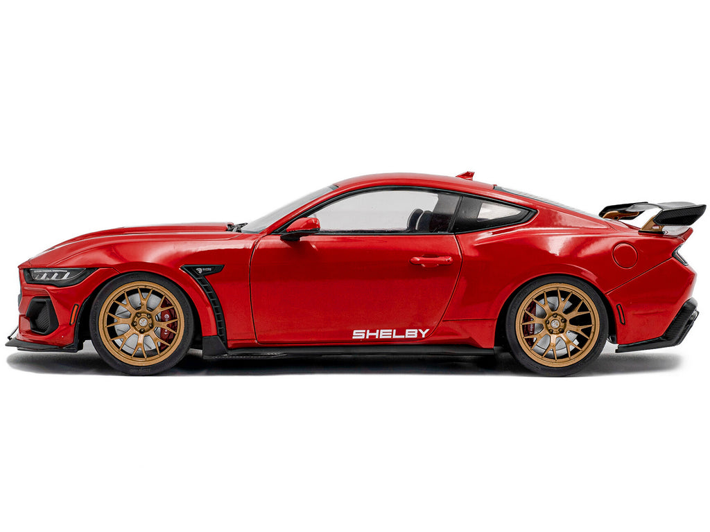 2024 Ford Shelby Mustang Super Snake Race Red with White Stripes 1/18 Diecast Model Car by Solido - image 3