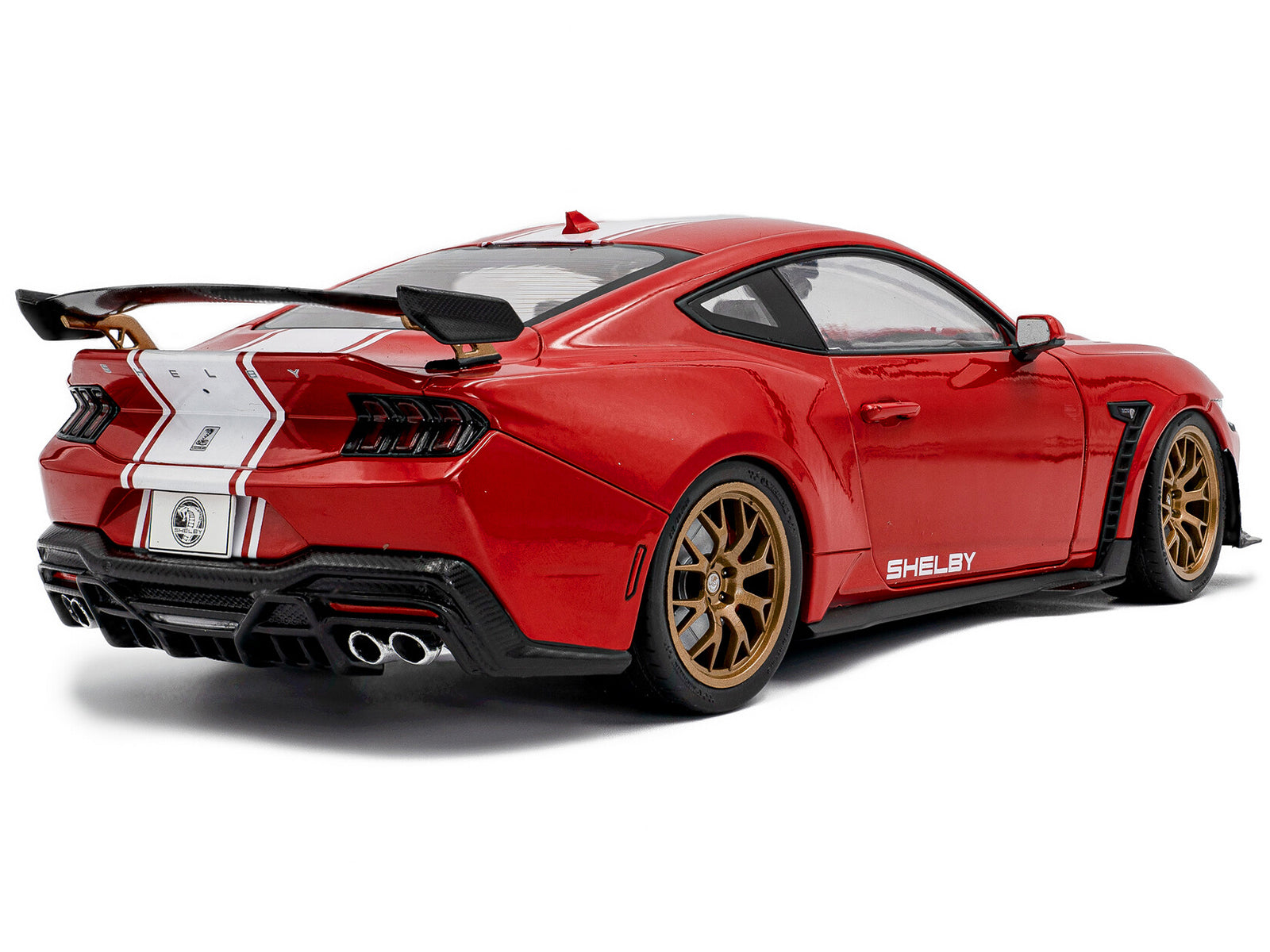 2024 Ford Shelby Mustang Super Snake Race Red with White Stripes 1/18 Diecast Model Car by Solido - image 4