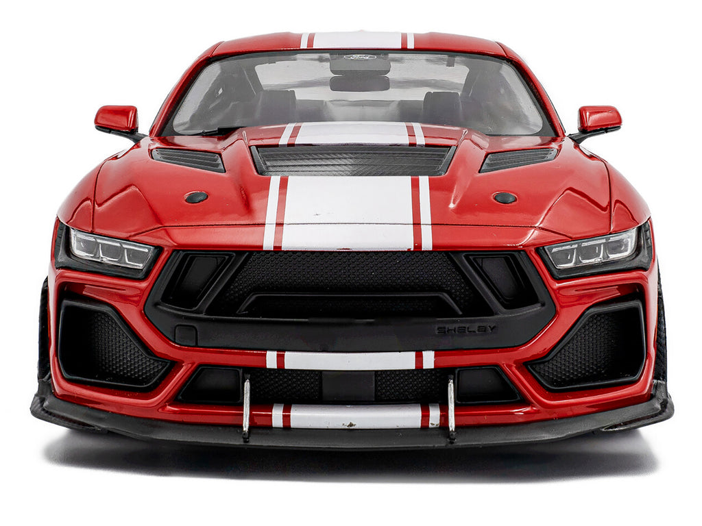 2024 Ford Shelby Mustang Super Snake Race Red with White Stripes 1/18 Diecast Model Car by Solido - image 5