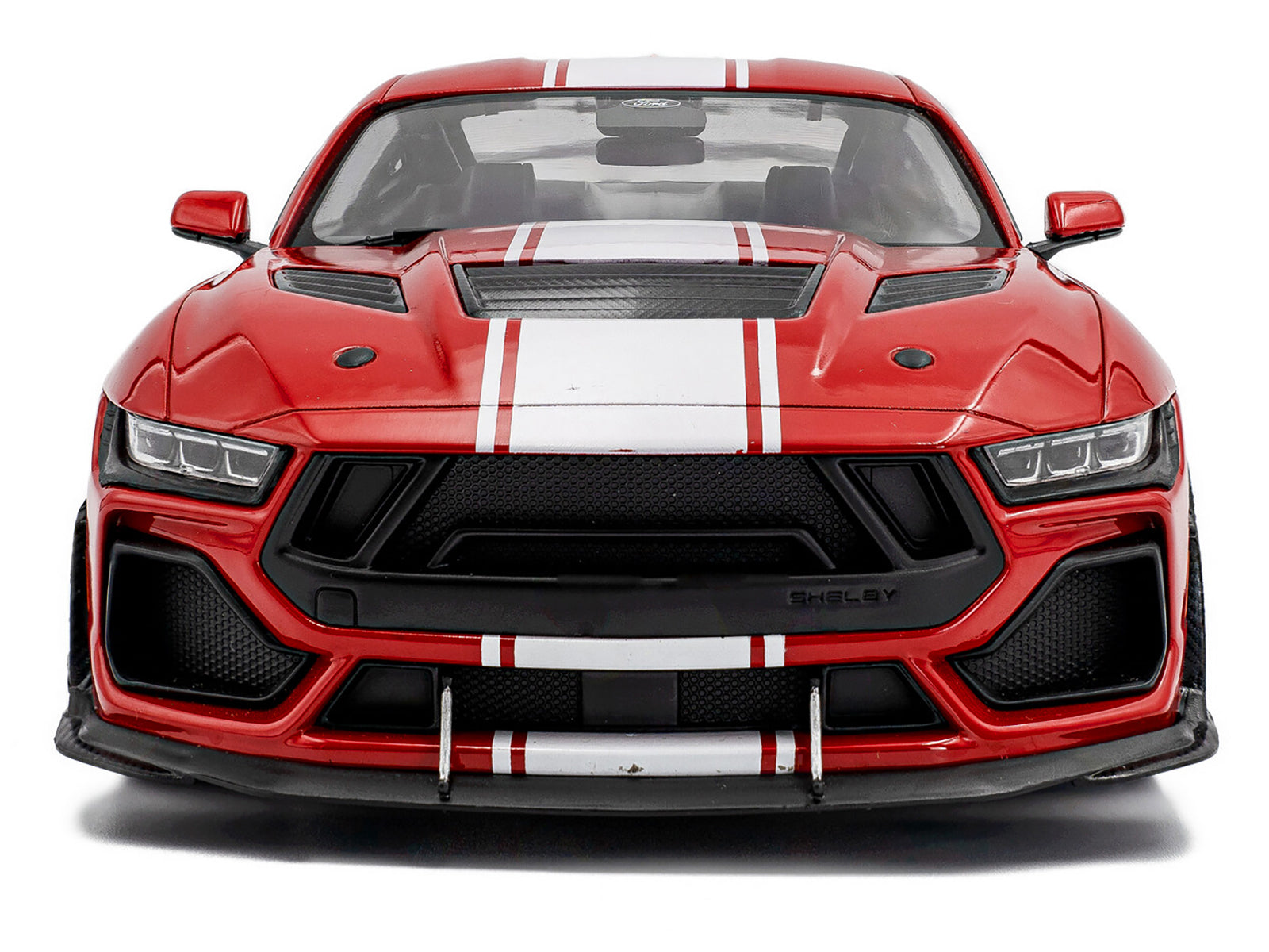 2024 Ford Shelby Mustang Super Snake Race Red with White Stripes 1/18 Diecast Model Car by Solido - image 5