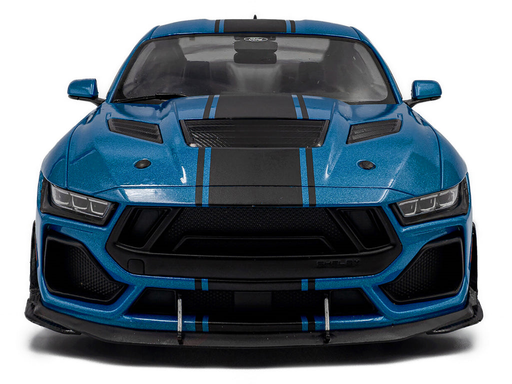2024 Ford Shelby Mustang Super Snake Grabber Blue Metallic with Black Stripes 1/18 Diecast Model Car by Solido - image 5