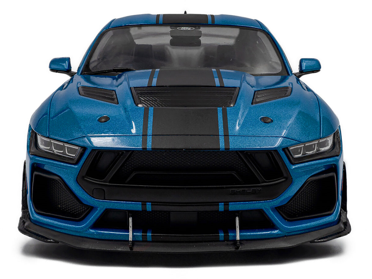 2024 Ford Shelby Mustang Super Snake Grabber Blue Metallic with Black Stripes 1/18 Diecast Model Car by Solido - image 5