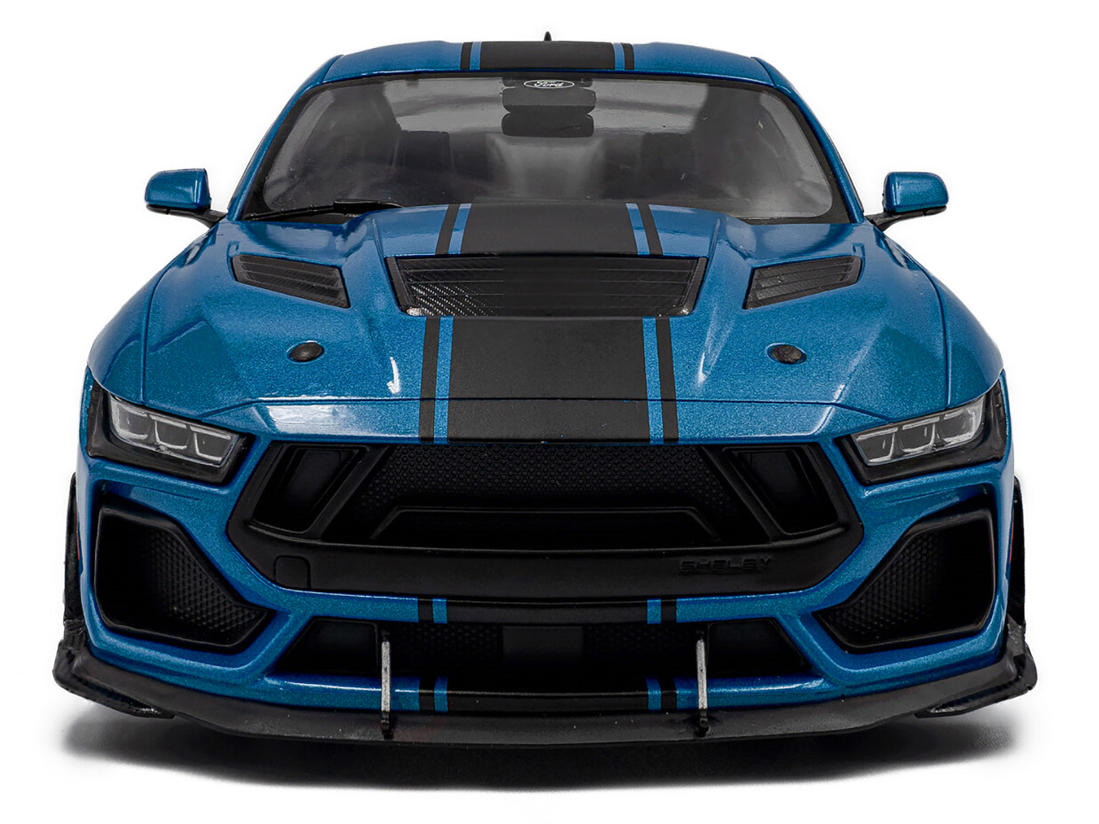 2024 Ford Shelby Mustang Super Snake Grabber Blue Metallic with Black Stripes 1/18 Diecast Model Car by Solido - image 5