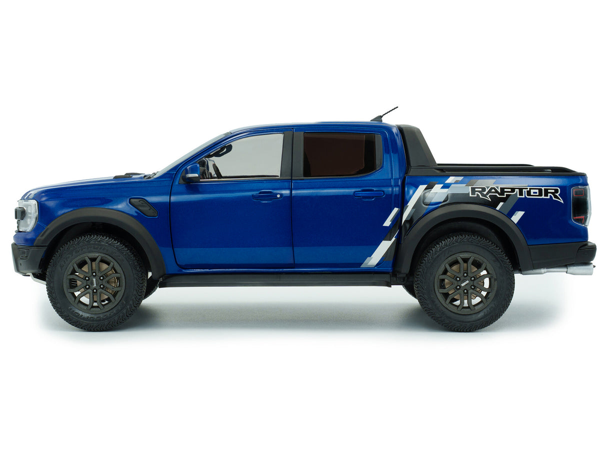 2024 Ford Ranger Raptor Pickup Truck Blue Lightning Metallic 1/18 Diecast Model Car by Solido - image 3