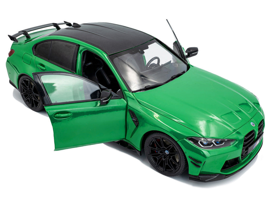 2024 BMW M3 Competition Signal Green with Carbon Top 1/18 Diecast Model Car by Solido - image 2