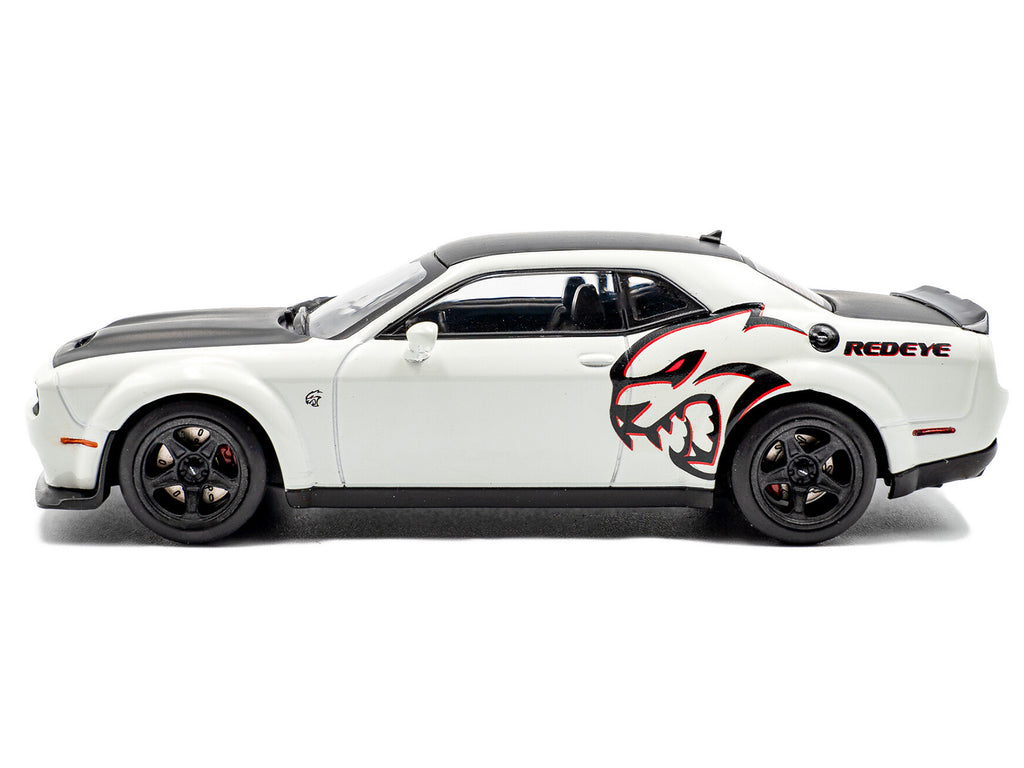 2020 Dodge Challenger SRT Hellcat Redeye Widebody White Knuckle with Matt Black Hood and Top 1/43 Diecast Model Car by Solido - image 2