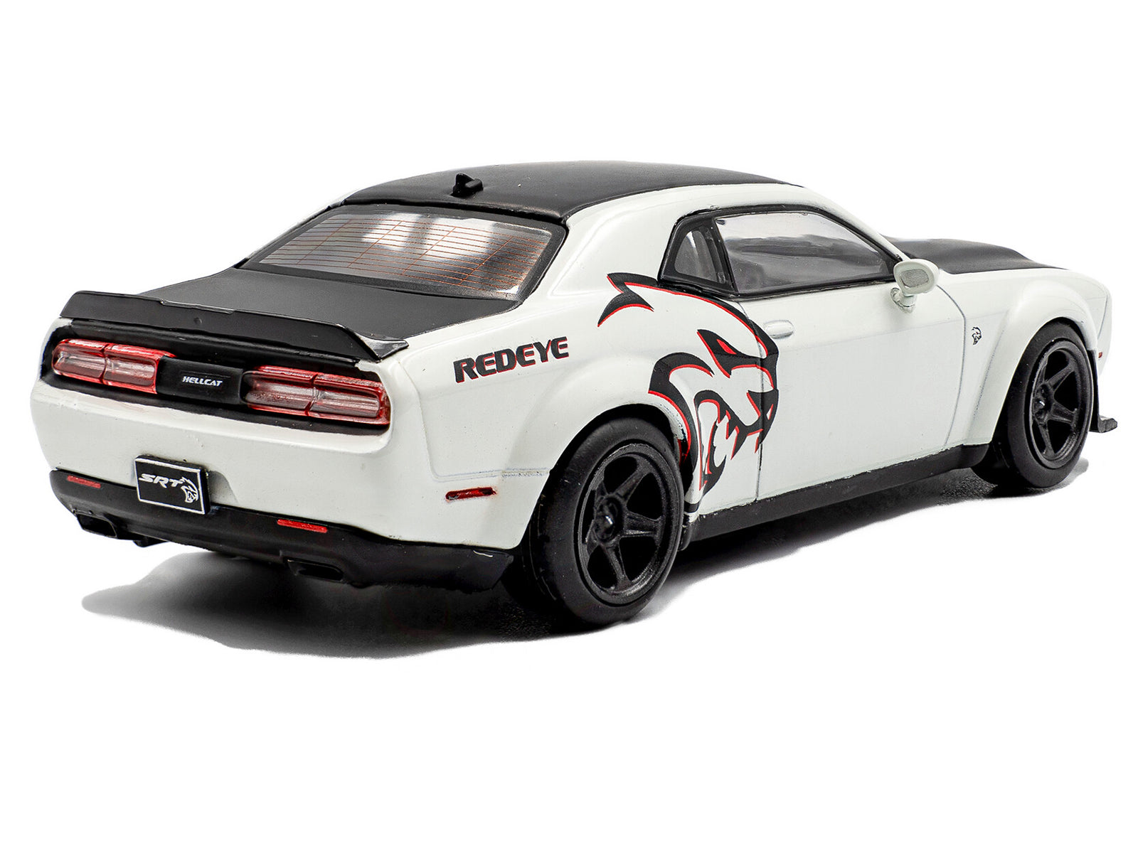 2020 Dodge Challenger SRT Hellcat Redeye Widebody White Knuckle with Matt Black Hood and Top 1/43 Diecast Model Car by Solido - image 3