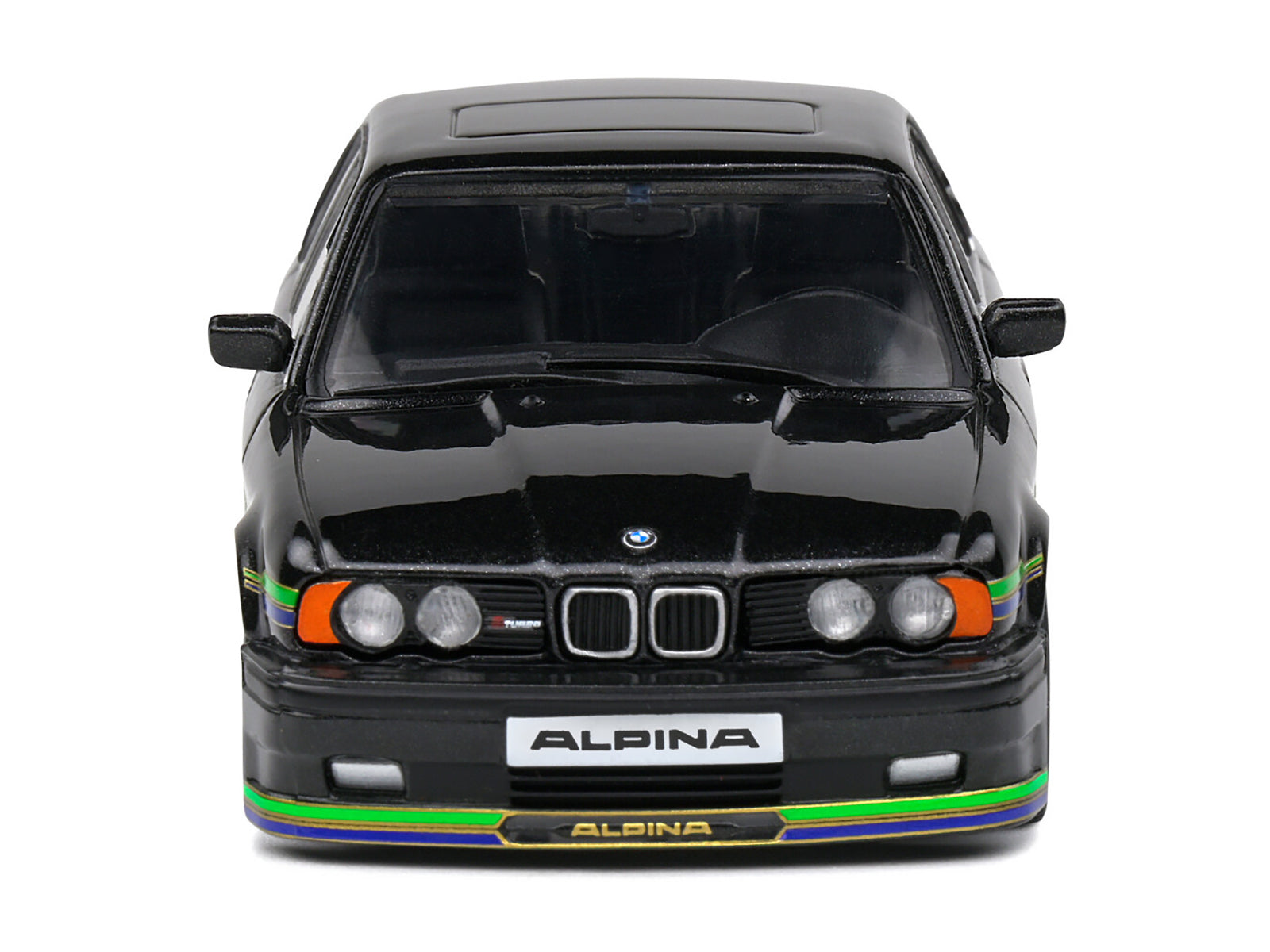 1994 BMW E34 Alpina B10 BiTurbo Black Metallic with Green Graphics 1/43 Diecast Model Car by Solido - image 4