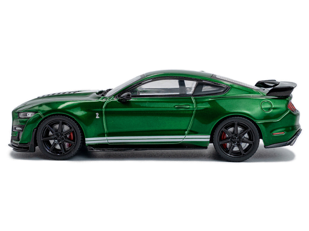 2020 Ford Mustang Shelby GT500 Fast Track Eruption Green Metallic with White Stripes 1/43 Diecast Model Car by Solido - image 2