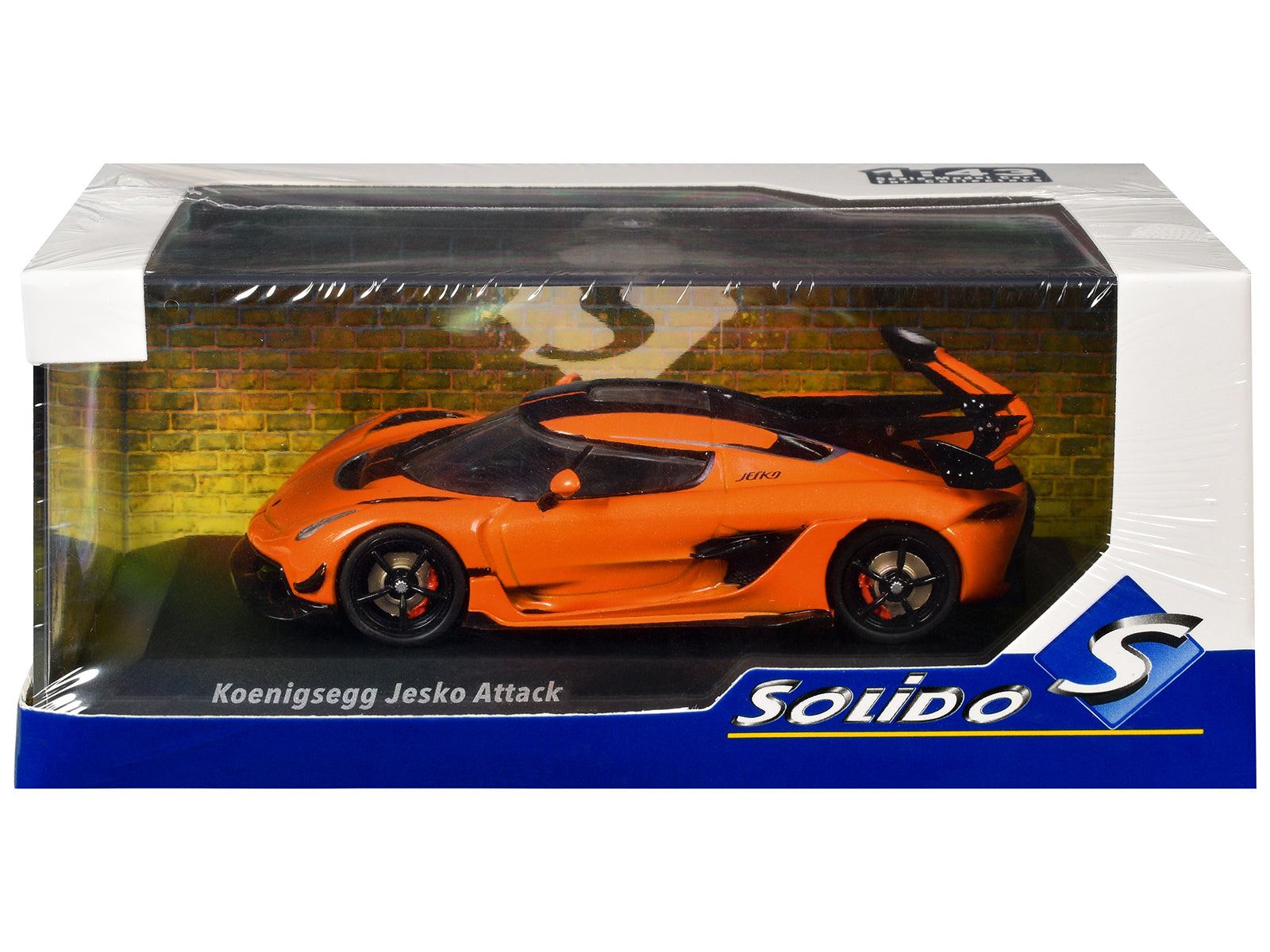Koenigsegg Jesko Attack Tang Orange Metallic with Black Stripes 1/43 Diecast Model Car by Solido - image 3