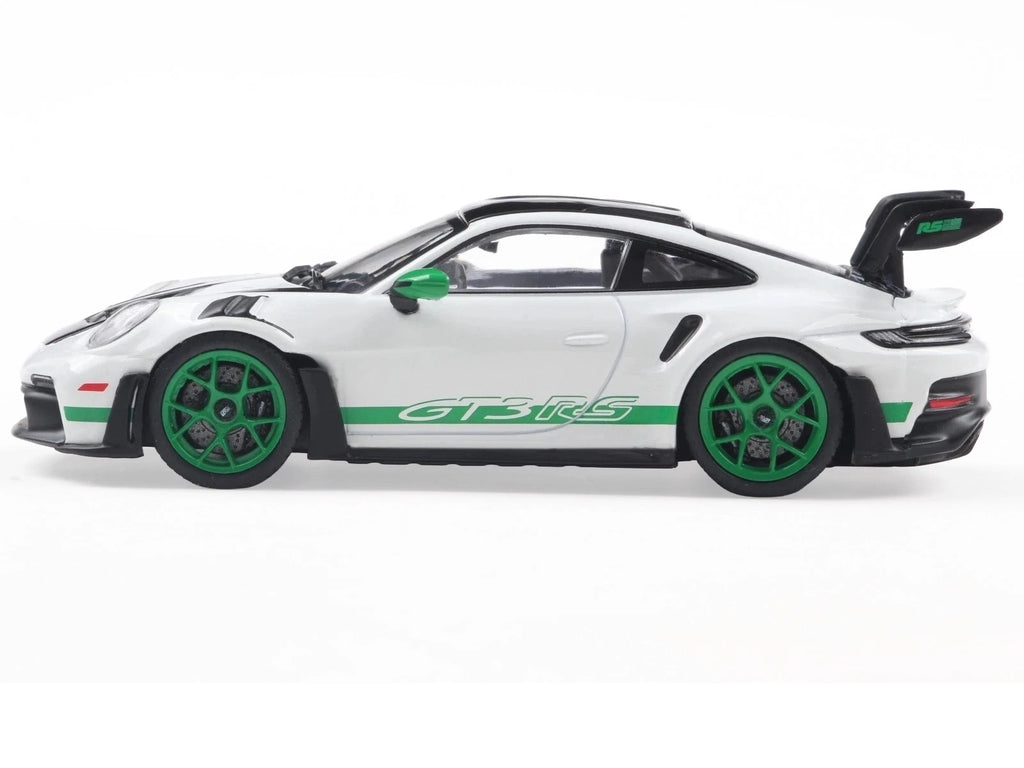 2023 Porsche 911 (992) GT3 RS "Tribute to Carrera RS Package" White with Green Stripes and Black Hood and Top 1/43 Diecast Model Car by Solido - image 2
