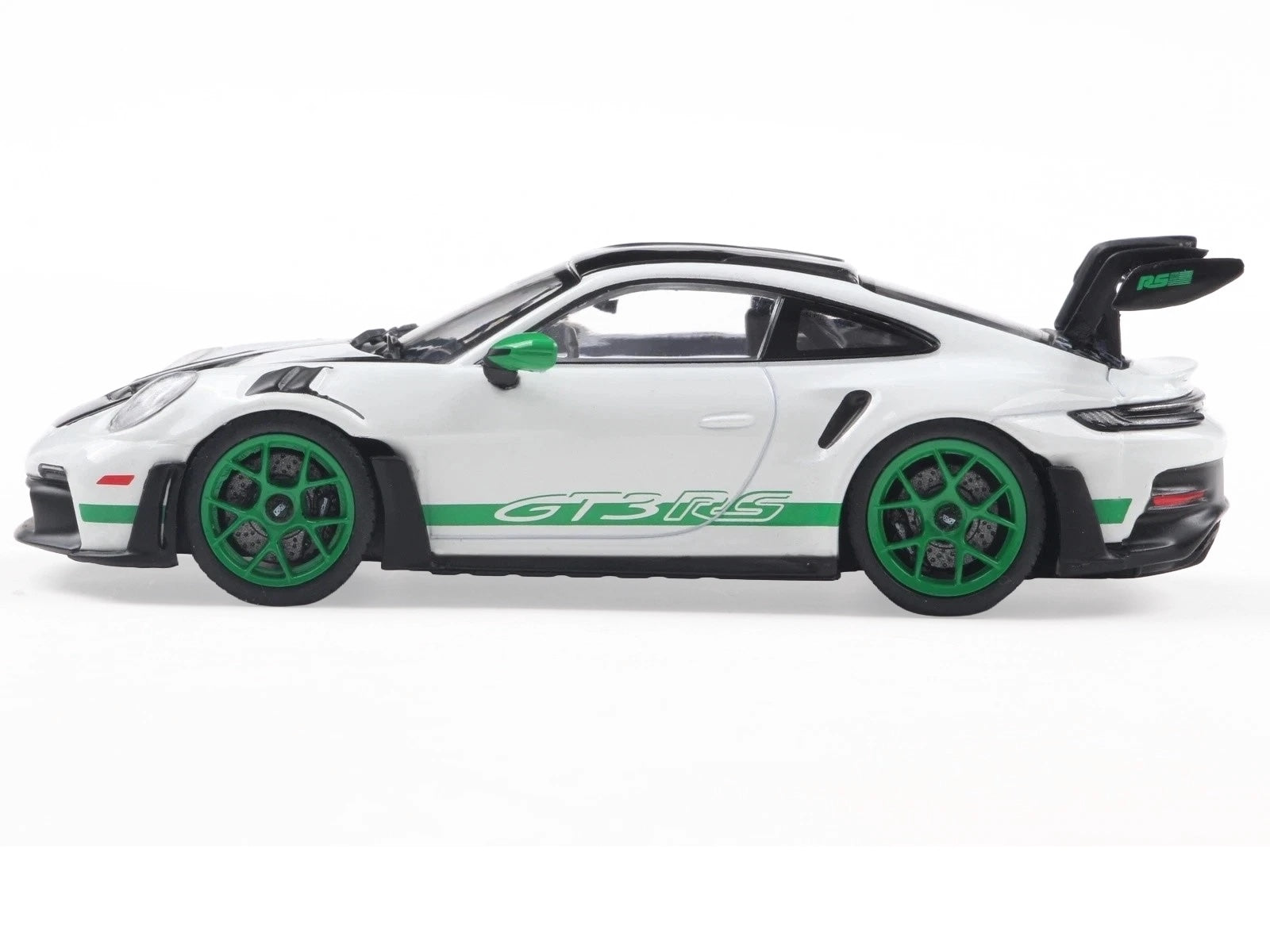 2023 Porsche 911 (992) GT3 RS "Tribute to Carrera RS Package" White with Green Stripes and Black Hood and Top 1/43 Diecast Model Car by Solido - image 2