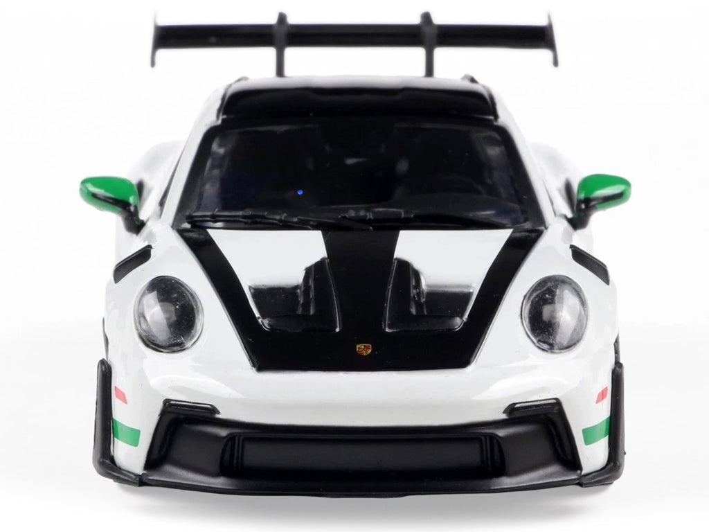 2023 Porsche 911 (992) GT3 RS "Tribute to Carrera RS Package" White with Green Stripes and Black Hood and Top 1/43 Diecast Model Car by Solido - image 4