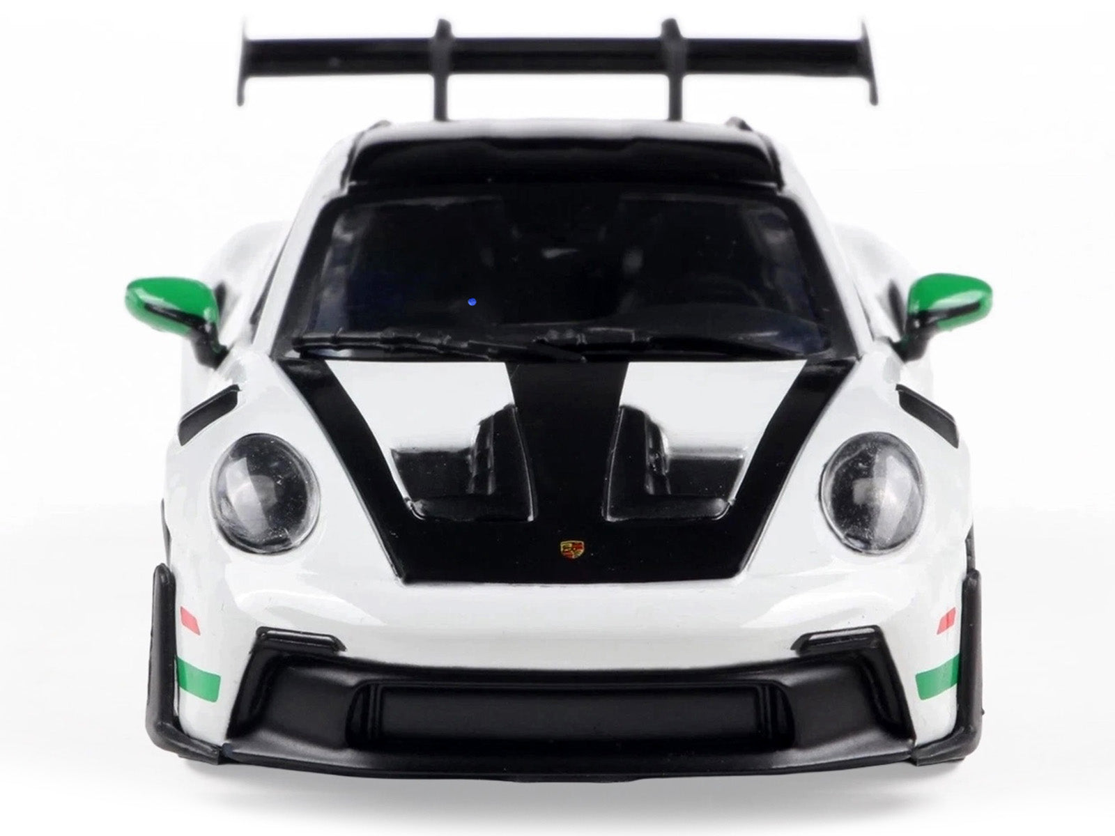 2023 Porsche 911 (992) GT3 RS "Tribute to Carrera RS Package" White with Green Stripes and Black Hood and Top 1/43 Diecast Model Car by Solido - image 4