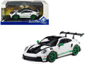 2023 Porsche 911 (992) GT3 RS "Tribute to Carrera RS Package" White with Green Stripes and Black Hood and Top 1/43 Diecast Model Car by Solido