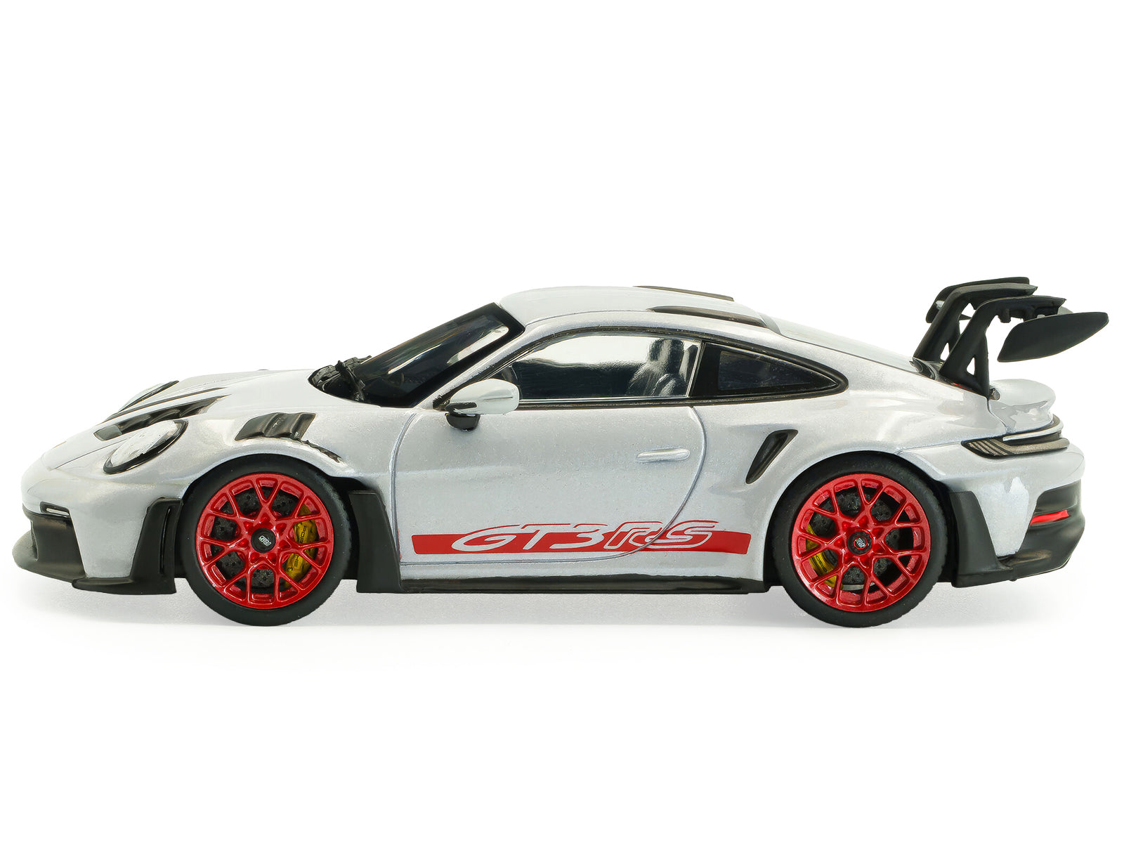 2023 Porsche 911 (992) GT3 RS Ice Gray Metallic with Pyro Red Stripes 1/43 Diecast Model Car by Solido - image 2