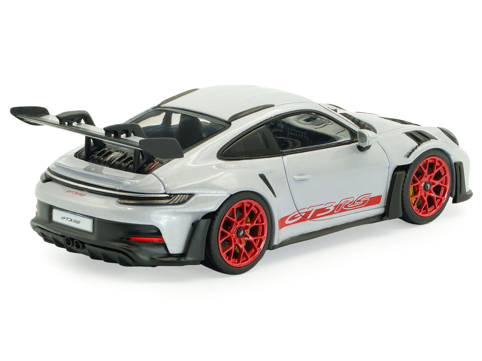 2023 Porsche 911 (992) GT3 RS Ice Gray Metallic with Pyro Red Stripes 1/43 Diecast Model Car by Solido - image 3