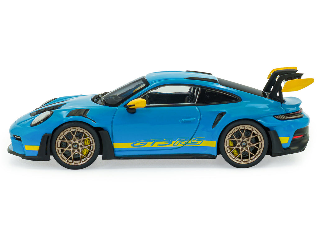 2023 Porsche 911 (992) GT3 RS "Tribute to 24 Hours of Daytona 2003" Riviera Blue with Yellow Stripes 1/43 Diecast Model Car by Solido - image 2