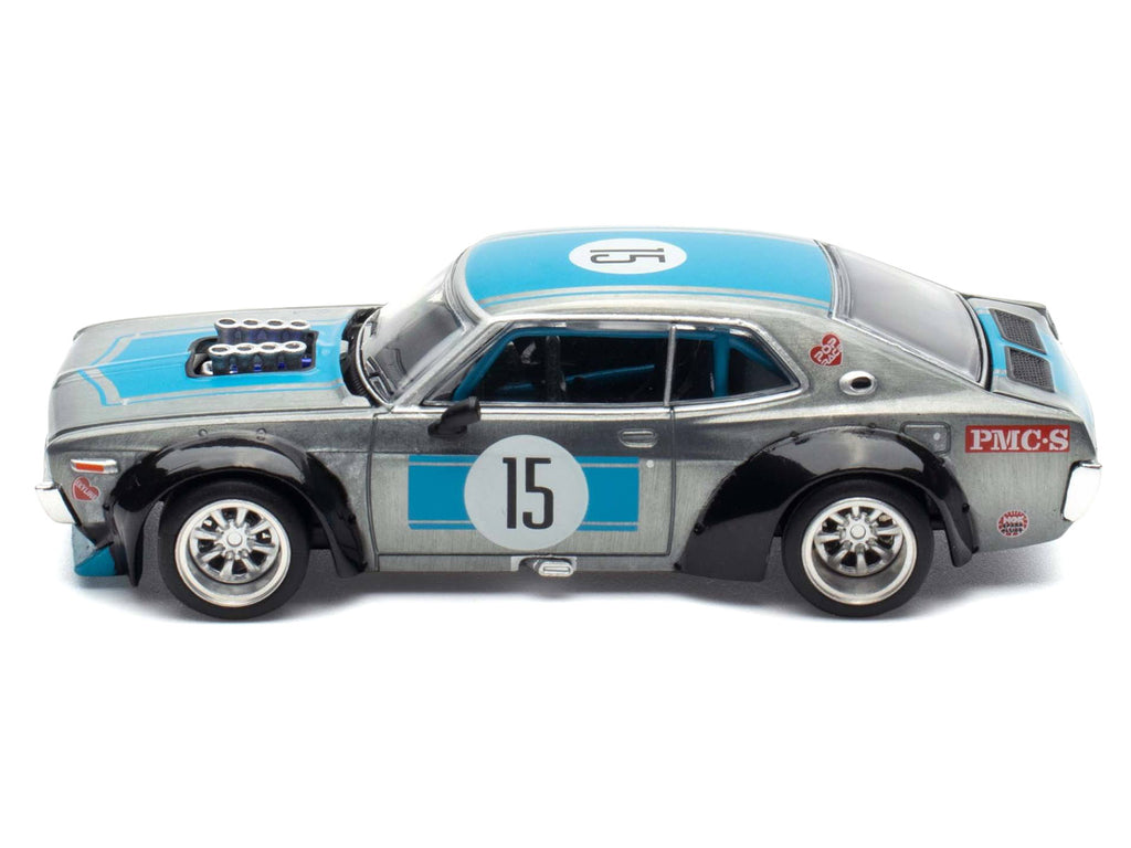 Datsun Laurel C130 RHD (Right Hand Drive) #15 Raw Metal with Blue Stripes "APA XPO 2025 Exclusive" 1/64 Diecast Model Car by Pop Race - image 3