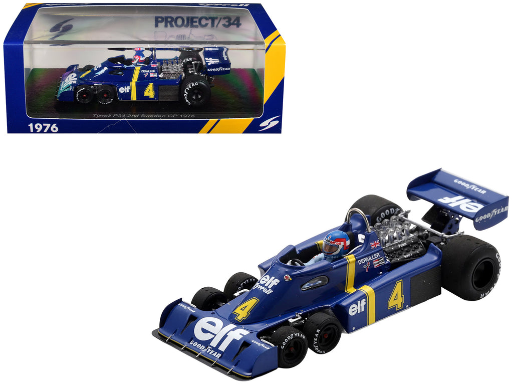 Tyrrell P34 #4 Patrick Depailler 2nd Place Formula One F1 "Swedish GP" (1976) with Driver 1/43 Model Car by Spark