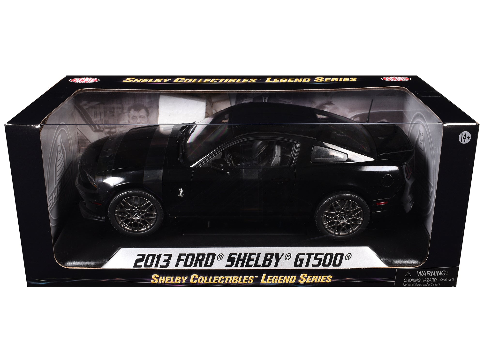 2013 Ford Shelby Mustang Cobra GT500 SVT Black with Black Stripes 1/18 Diecast Car Model by Shelby Collectibles - image 3