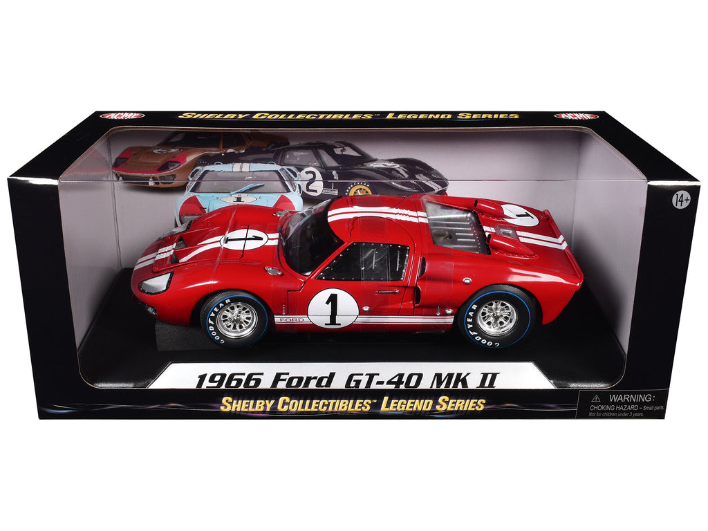 1966 Ford GT-40 MK 2 Red #1 1/18 Diecast Model Car by Shelby Collectibles - image 3