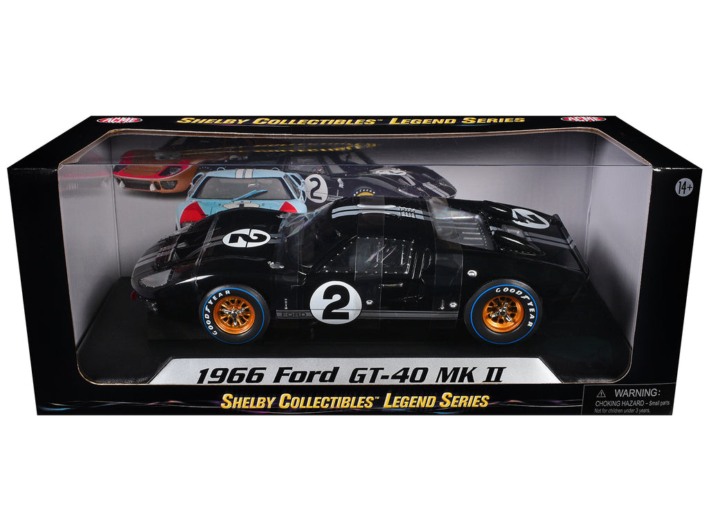 1966 Ford GT-40 MK II #2 Black 1/18 Diecast Model Car by Shelby Collectibles - image 3