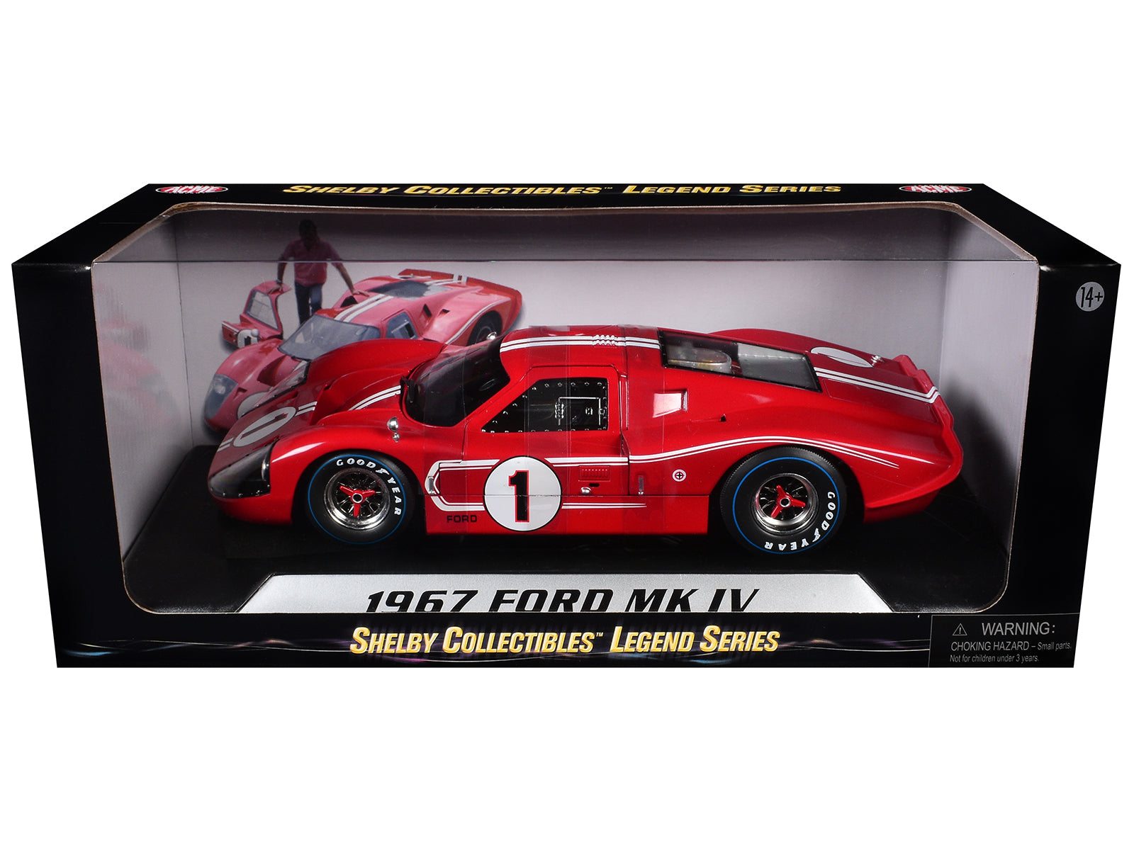 Ford GT MK IV #1 Red with White Stripes 24H of Le Mans (1967) 1/18 Diecast Model Car by Shelby Collectibles - image 3