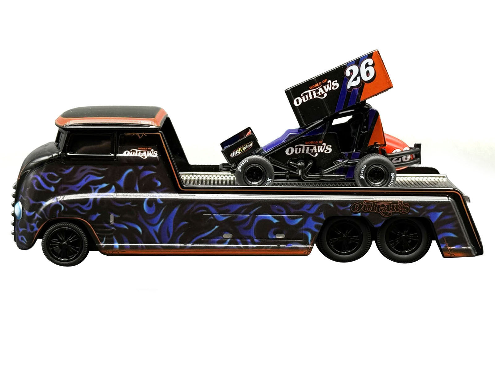 "World Of Outlaws 2026" Winged Sprint Car #26 Black with Stripes and Custom Hauler Black with Graphics 1/64 Diecast Model Cars by ACME - image 3