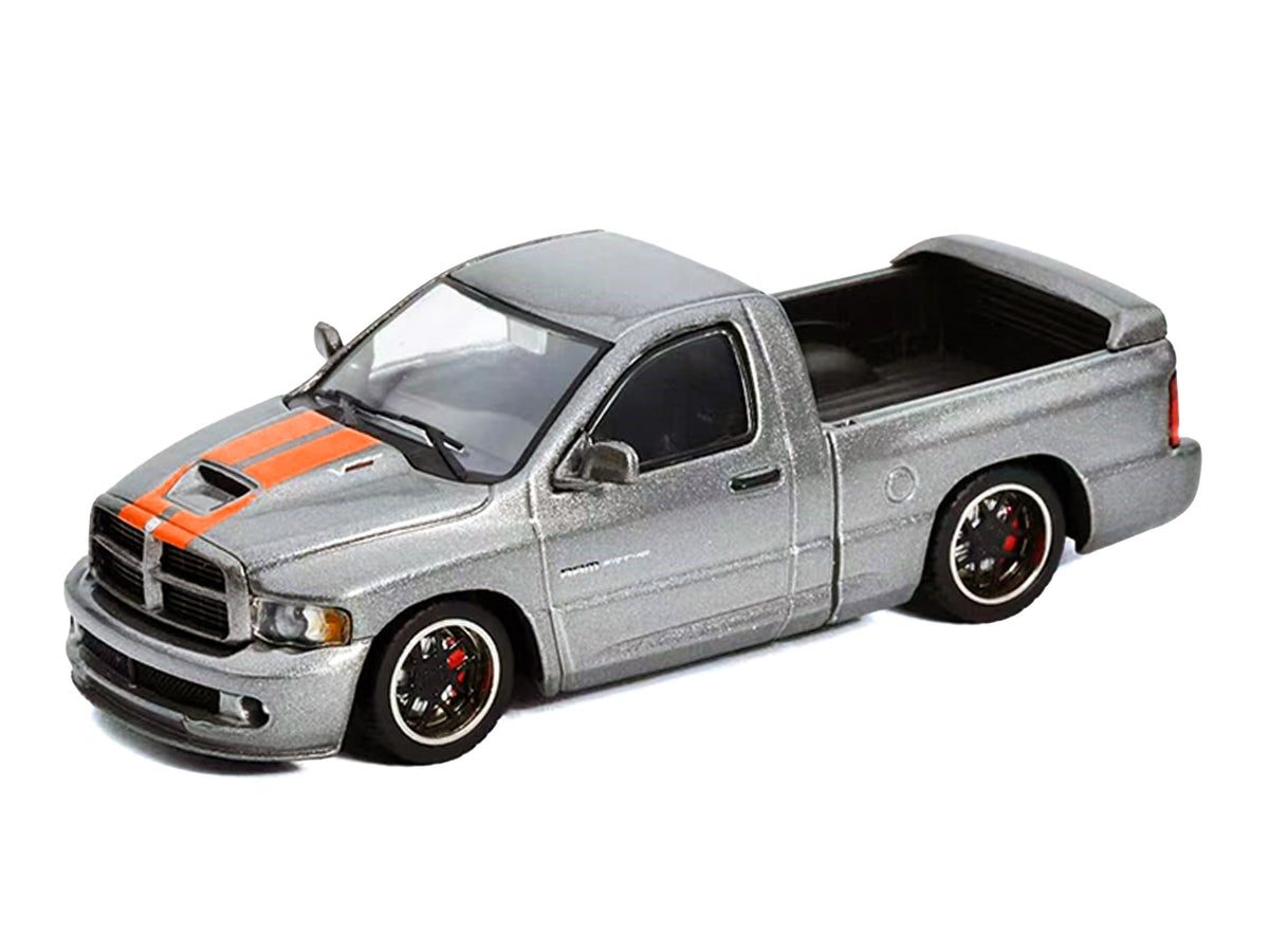 2003 Dodge Ram SRT-10 Pickup Truck Gray Metallic with Orange Stripes 1/64 Diecast Model Car by Shoom64 Models - image 2