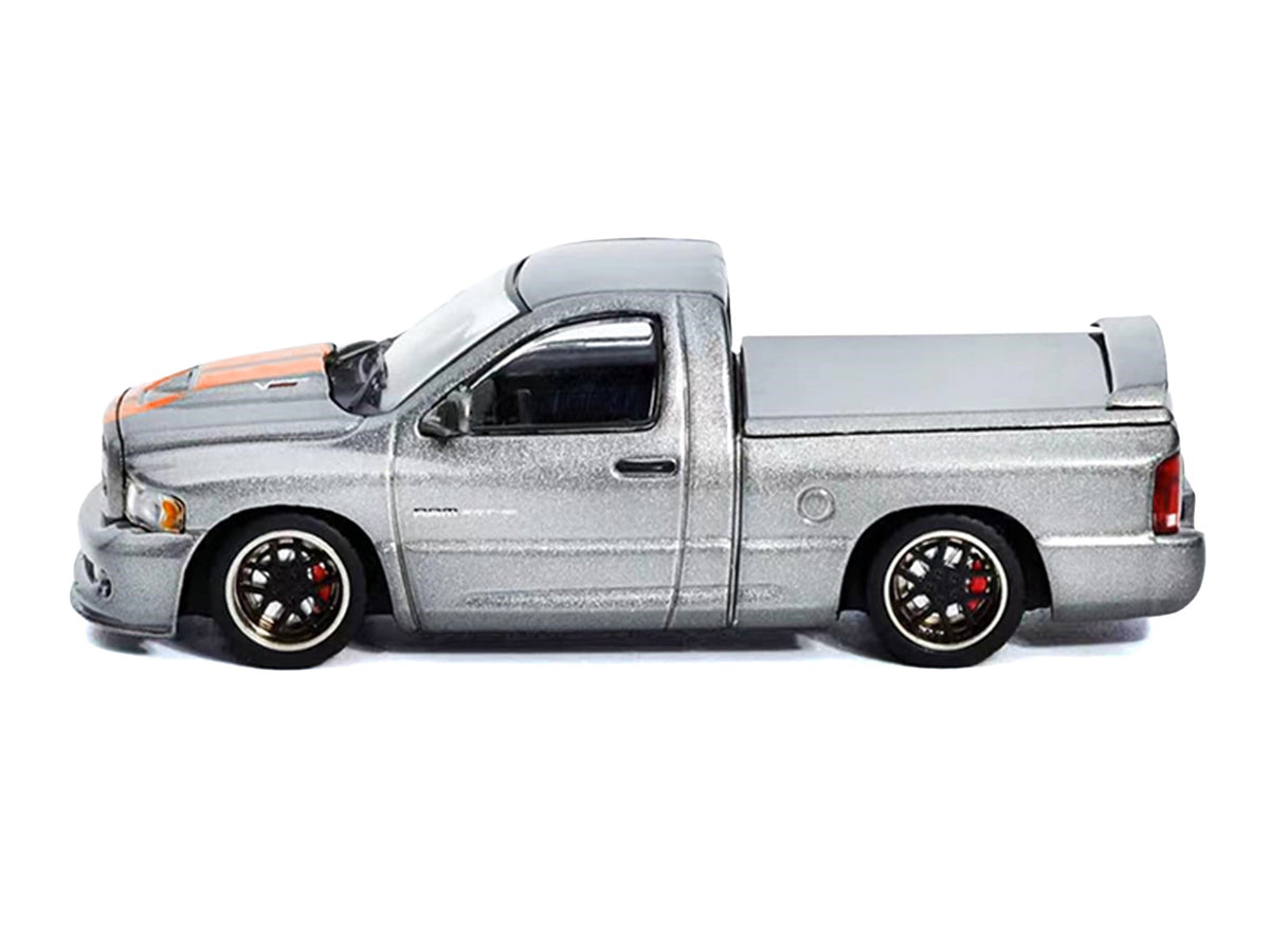 2003 Dodge Ram SRT-10 Pickup Truck Gray Metallic with Orange Stripes 1/64 Diecast Model Car by Shoom64 Models - image 3