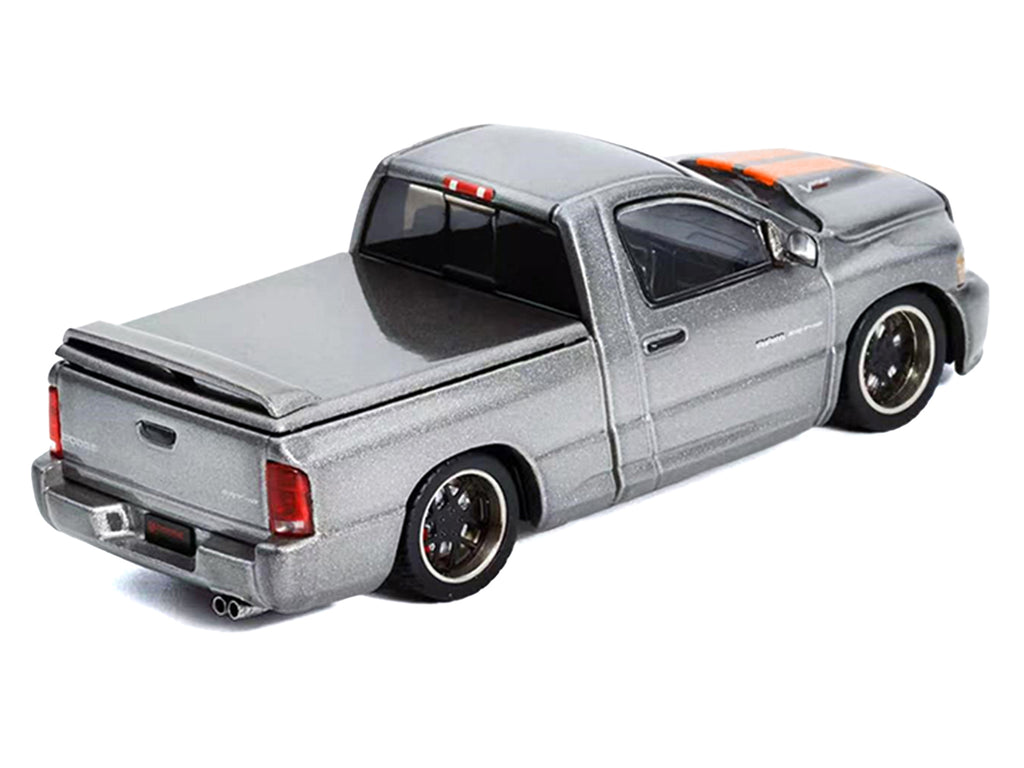 2003 Dodge Ram SRT-10 Pickup Truck Gray Metallic with Orange Stripes 1/64 Diecast Model Car by Shoom64 Models - image 4