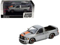 2003 Dodge Ram SRT-10 Pickup Truck Gray Metallic with Orange Stripes 1/64 Diecast Model Car by Shoom64 Models