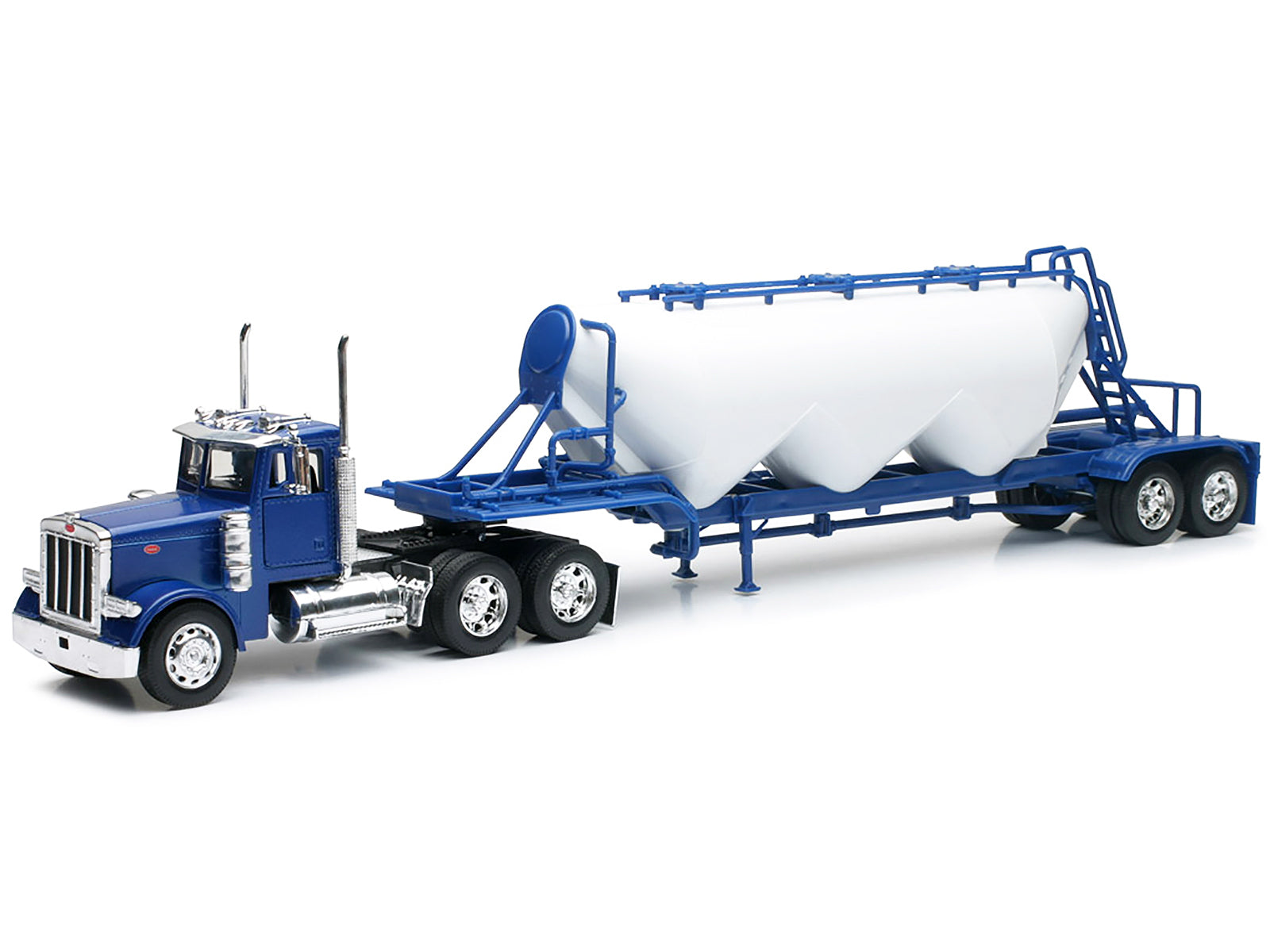 Peterbilt 379 Truck Blue with Pneumatic Tanker Trailer White "Long Haul Truckers" Series 1/32 Diecast Model by New Ray - image 2
