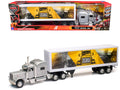 Peterbilt 389 Truck Silver Metallic with Dry Van Trailer "Trucker Keep The World Running" "Long Haul Truckers" Series 1/32 Diecast Model by New Ray