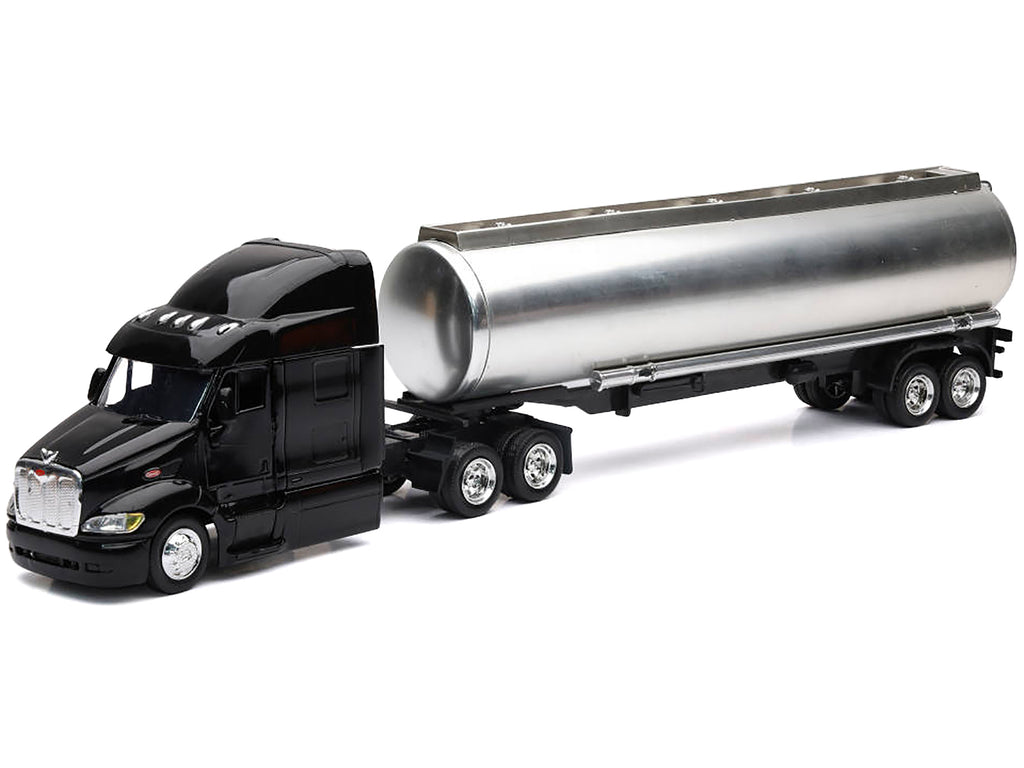 Peterbilt 387 Truck Black with Tanker Trailer Silver "Long Haul Truckers" Series 1/43 Diecast Model by New Ray - image 2