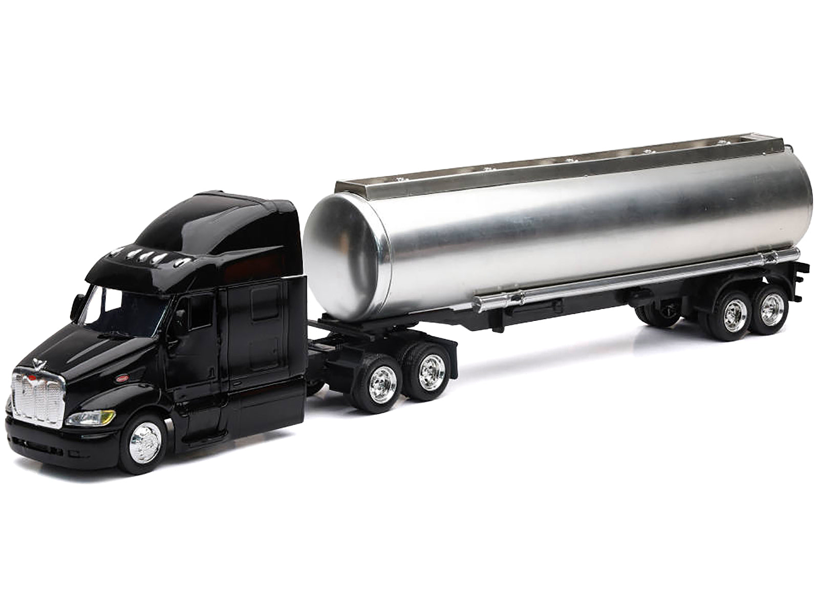 Peterbilt 387 Truck Black with Tanker Trailer Silver "Long Haul Truckers" Series 1/43 Diecast Model by New Ray - image 2