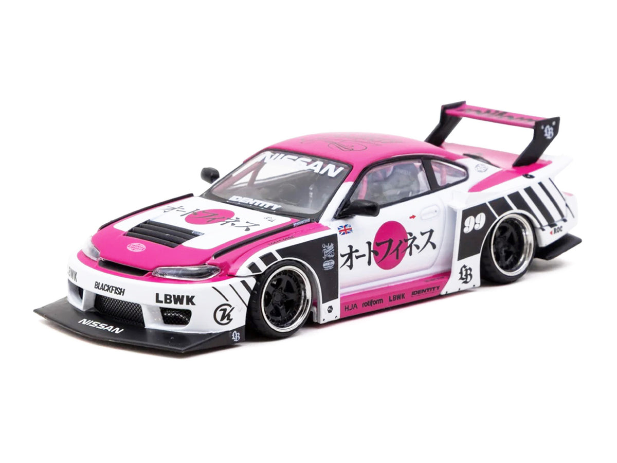 Nissan Silvia (S15) LB-Super Silhouette RHD (Right Hand Drive) #99 "Auto Finesse" White with Pink Top and Graphics "Hobby43" Series 1/43 Diecast Model Car by Tarmac Works - image 2