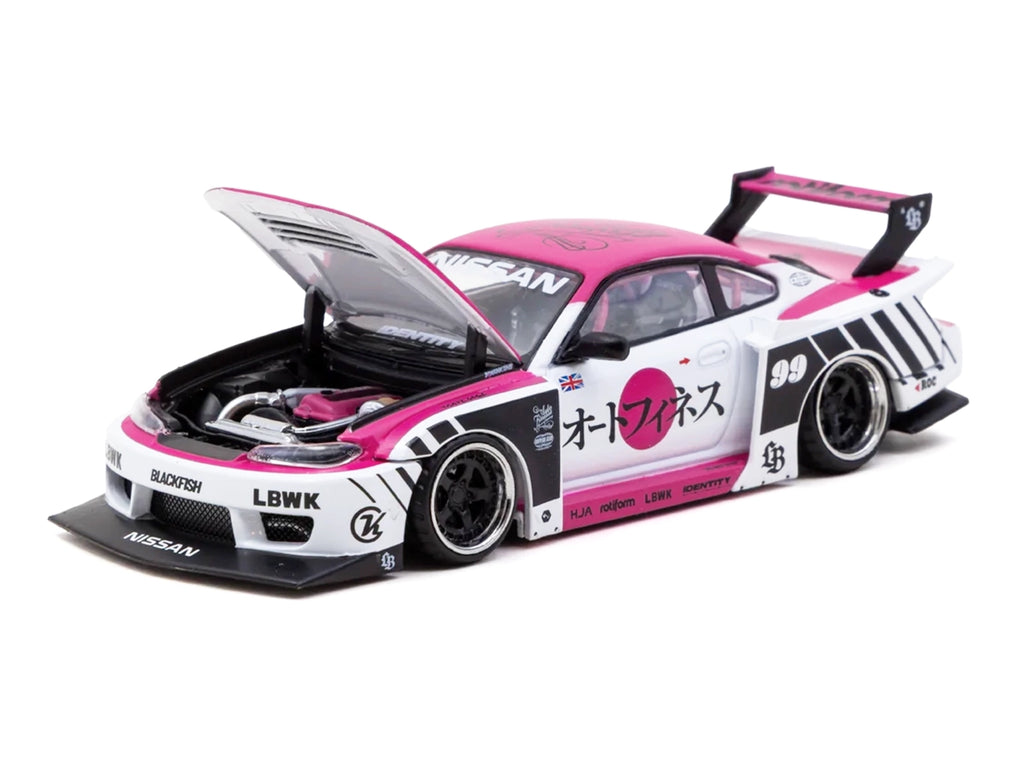 Nissan Silvia (S15) LB-Super Silhouette RHD (Right Hand Drive) #99 "Auto Finesse" White with Pink Top and Graphics "Hobby43" Series 1/43 Diecast Model Car by Tarmac Works - image 3