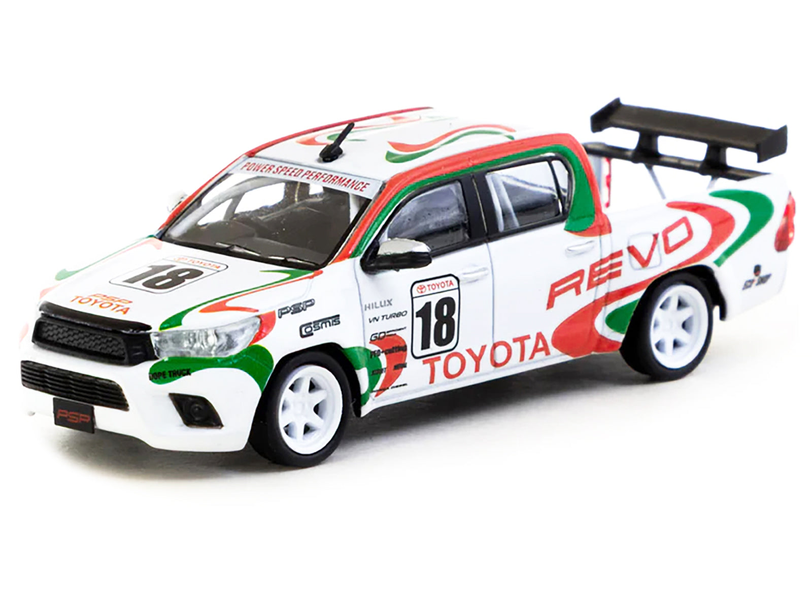 Toyota Hilux Pickup Truck RHD (Right Hand Drive) #18 White with Red and Green Graphics "Hobby64" Series 1/64 Diecast Model Car by Tarmac Works - image 2