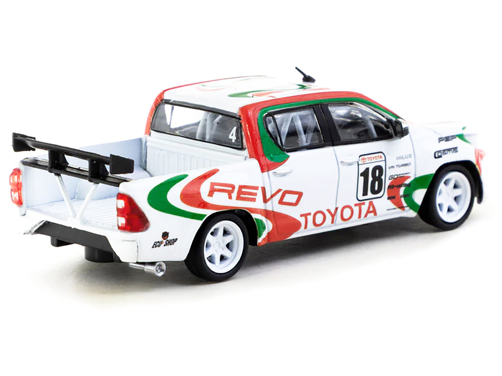 Toyota Hilux Pickup Truck RHD (Right Hand Drive) #18 White with Red and Green Graphics "Hobby64" Series 1/64 Diecast Model Car by Tarmac Works - image 3