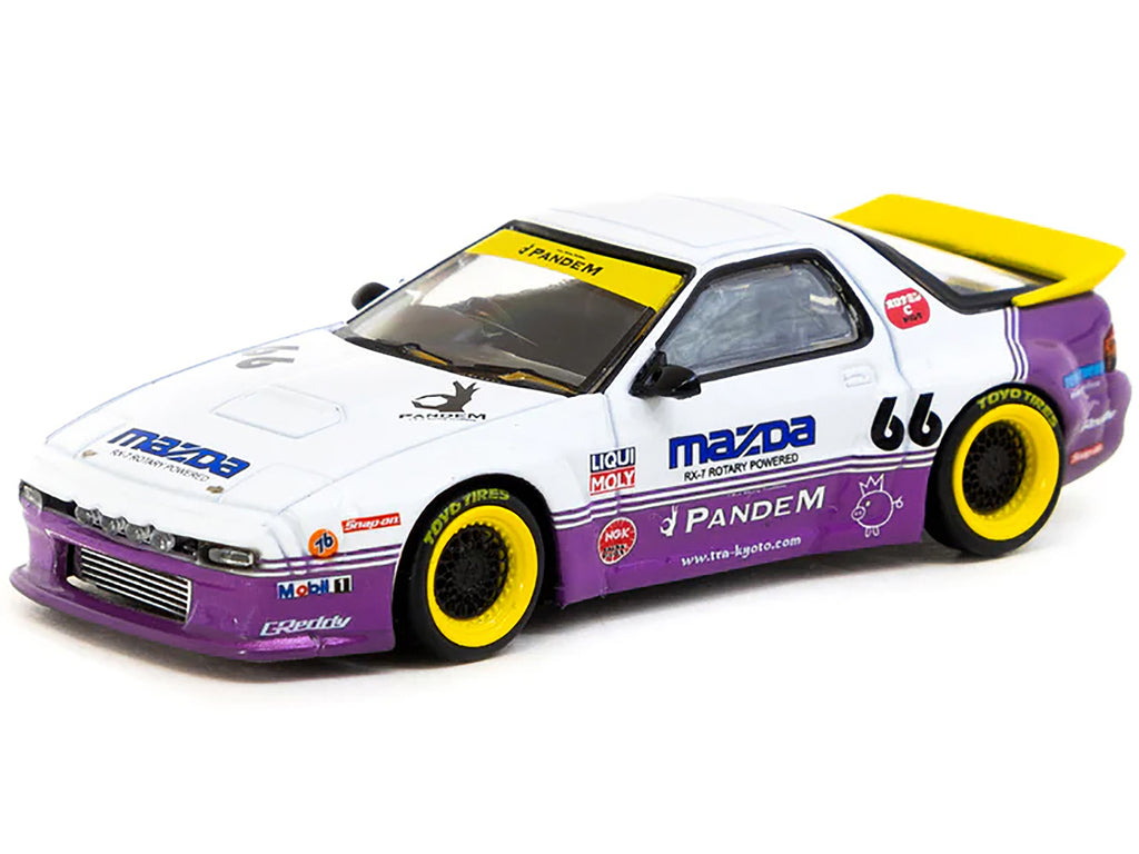 Mazda RX-7 FC3S Pandem RHD (Right Hand Drive) #66 White and Purple with Graphics "Hobby64" Series 1/64 Diecast Model Car by Tarmac Works - image 2
