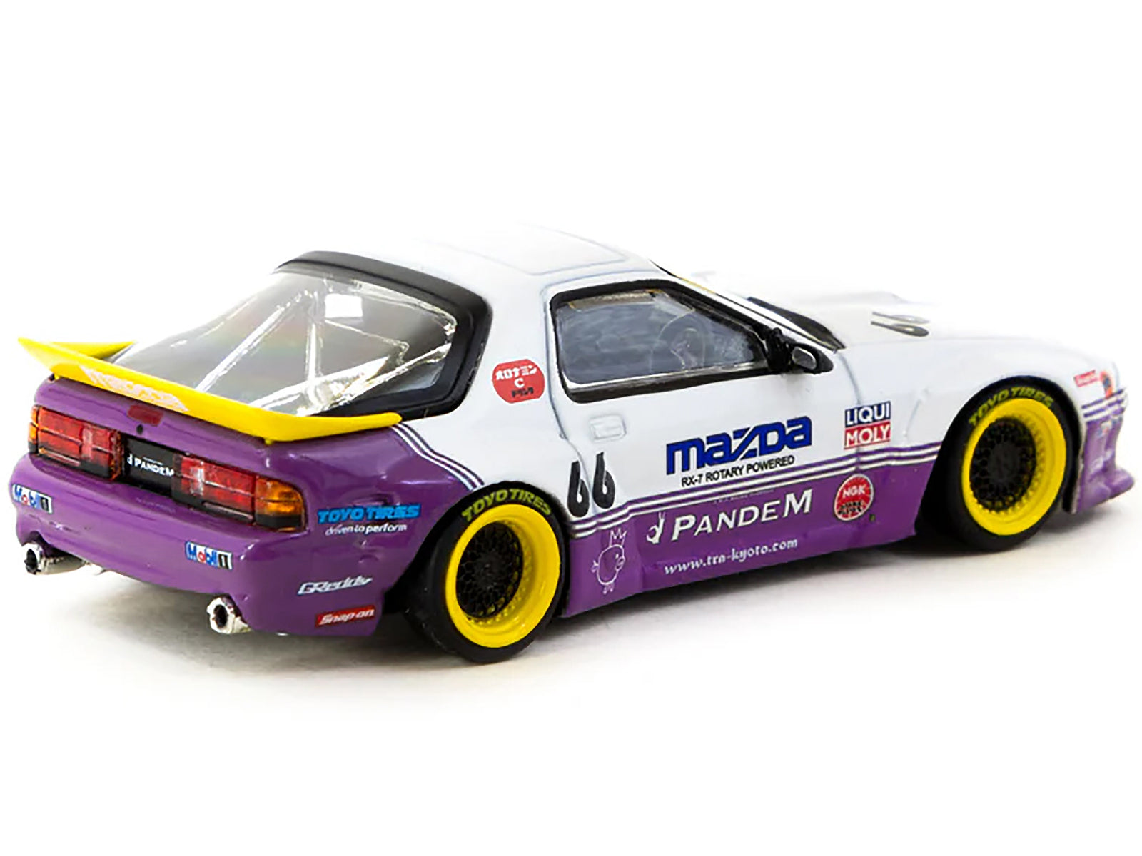 Mazda RX-7 FC3S Pandem RHD (Right Hand Drive) #66 White and Purple with Graphics "Hobby64" Series 1/64 Diecast Model Car by Tarmac Works - image 3