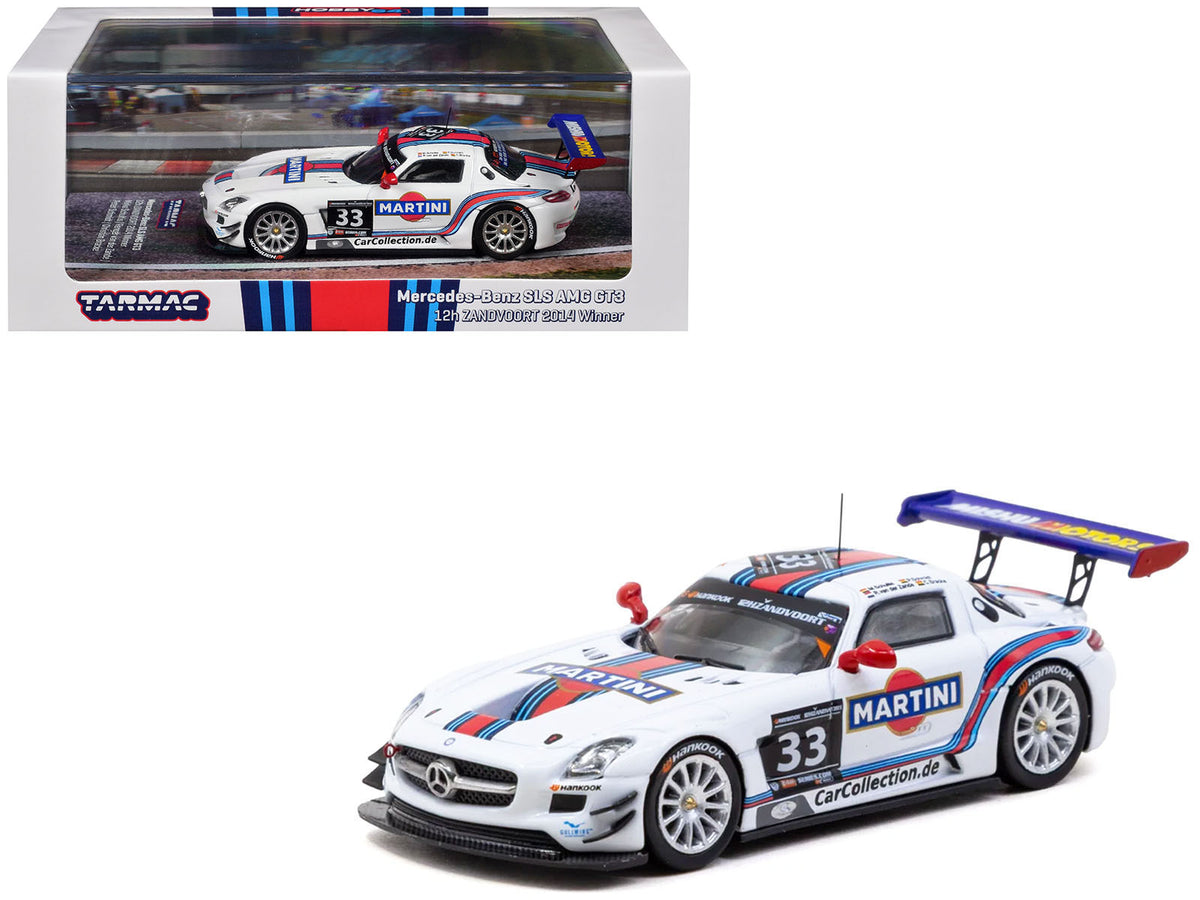 Mercedes-Benz SLS AMG GT3 #33 Martini Racing, 2014 12H Zandvoort Winner, 1/64 Diecast Model Car by Tarmac Works