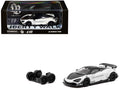 LB-Works 720S White with Carbon Hood and Black Top with Extra Wheels "Hobby64" Series 1/64 Diecast Model Car by Tarmac Works