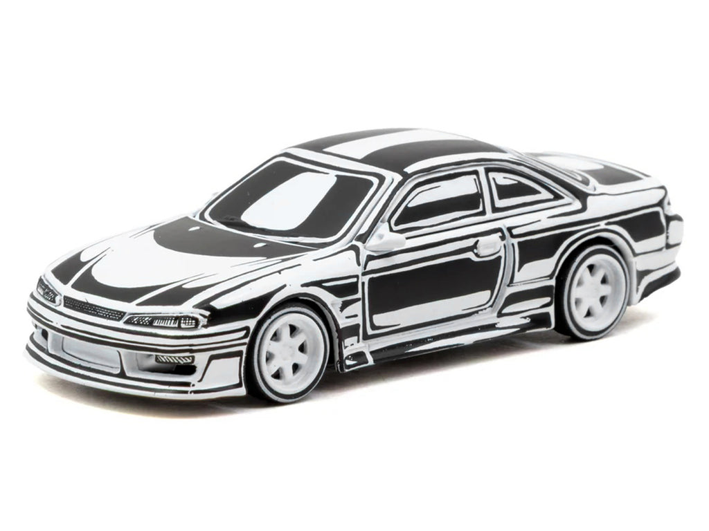 VERTEX Silvia (S14) "Designed by Joshua Vides" Black and White "Global64" Series 1/64 Diecast Model Car by Tarmac Works - image 2