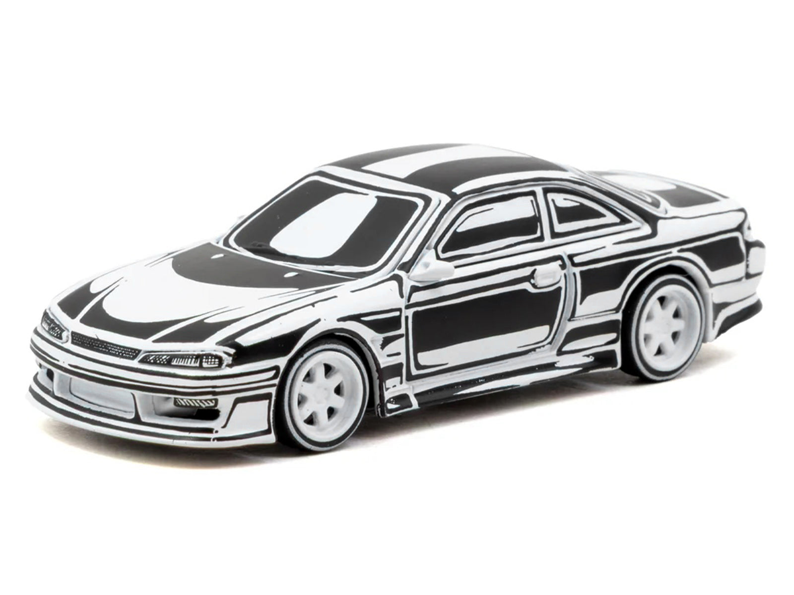 VERTEX Silvia (S14) "Designed by Joshua Vides" Black and White "Global64" Series 1/64 Diecast Model Car by Tarmac Works - image 2